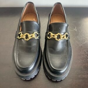 Sam & Libby Black Loafers with Gold Accent